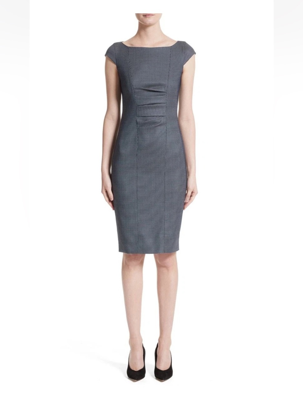 MaxMara Grey Cap-Sleeve Sheath Dress